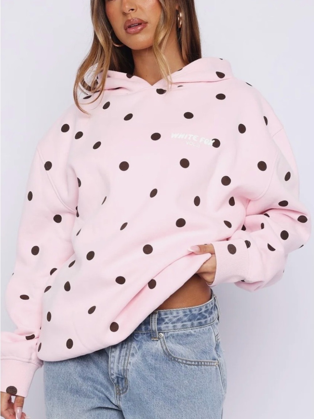 White Fox Posy Polka Dot Hooded Sweatshirt